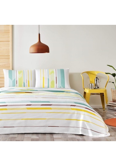 Taç Baskılı Lorenz Tek Kişilik Pike Takımı Yeşil