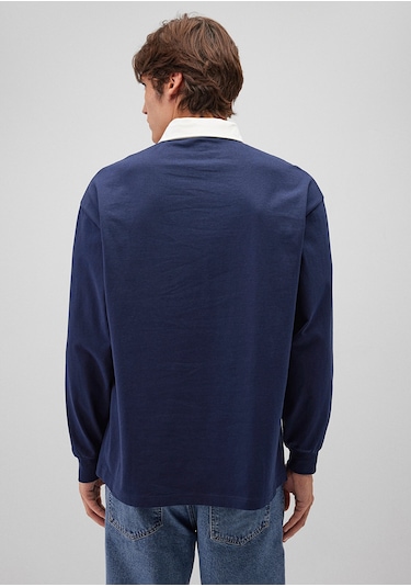 Mavi - Mavi Logo Baskılı Lacivert Polo Sweatshirt 0s10172-70497 Lacivert