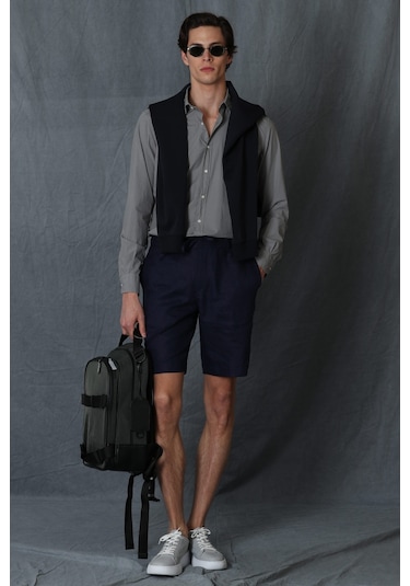 Lufian Makro Erkek Smart Gömlek Comfort Slim Fit Nefti Yeşil