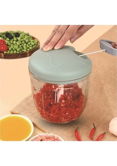 Elle Çekilmiş Sarımsak Ezici Mini Mutfak Robotu Öğütücü A Ahşap