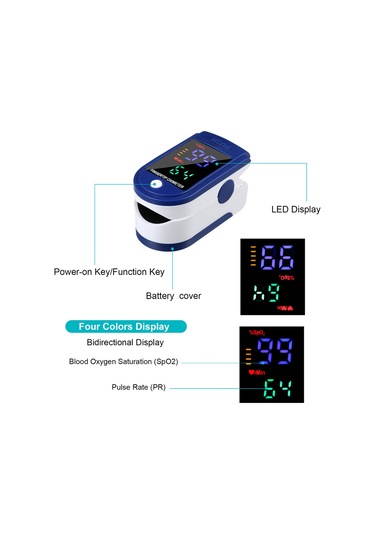 Vkemall Pulse Oksimetre Parmak Ucu Nabız Oksimetresi Kan Oksijen Doygunluğu Nabız Hızı Monitörü Çift Yön Mavi