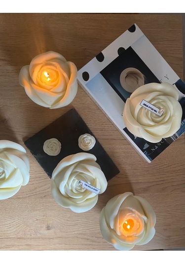 Büyük Boy Gül Hediyelik Mum % 100 Soya Mum