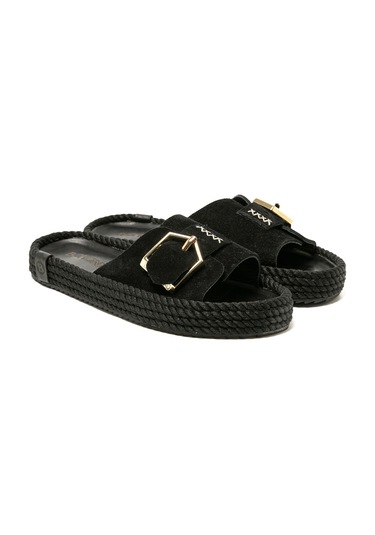 Cor20-00020 Bohonomad Corsica Kadın Terlik Siyah Siyah