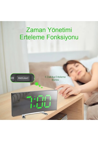 Oval Dijital Masa Saati Alarm Termometreled Ekranlı Alarmerteleme