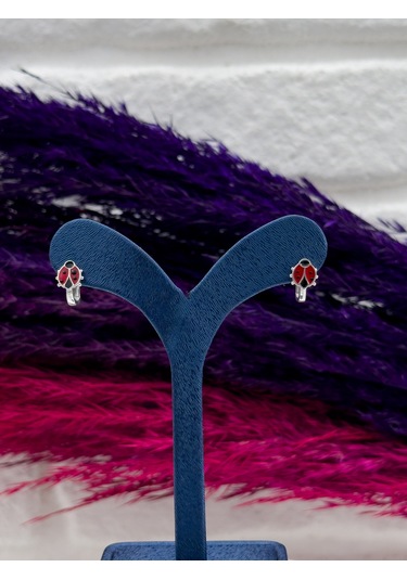 925 Ayar Gümüş Uğur Böcekli Zarif Kız Çocuk Küpesi Gümüş