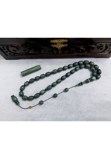 Ferdi Güven Usta Eseri Çizgili Fransız Galalit Tesbih 9.5x12.5