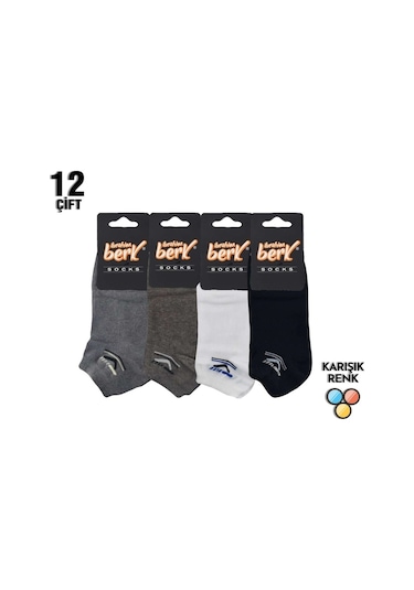 Berk Erkek Likralı Pamuklu Patik Çorap 12'Li Paket
