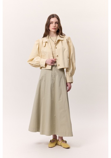 Cep Detaylı Geniş Etek Soft Yeşil Soft Yeşil