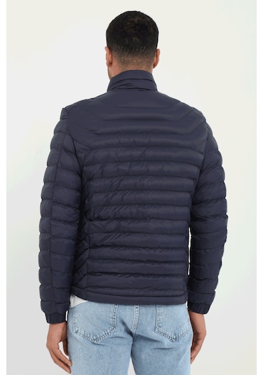 Lacivert Kapitone Slim Fit Erkek Mont-25286 Lacivert