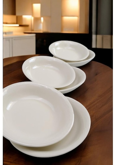 Digithome Mercan 6 Lı Porselen Çukur Yemek Tabağı 16 Cm Küçük Boy Beyaz C1-1-421