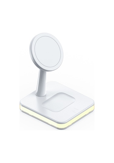 Butu Jjt-992İçin Usb Çıkışlı 3'ü 1 Arada Manyetik Kablosuz Şarj Cihazı Beyaz