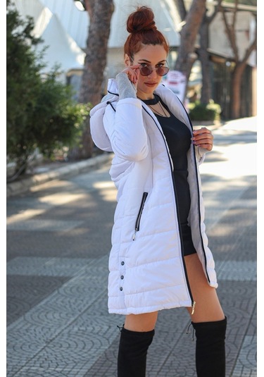 Barbora Kışlık Kapüşonlu Uzun Kadın Şişme Mont 805beyaz2 001