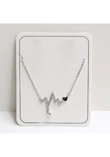 Muhteşem Kalp Atışı Kolye Elmas Taşlı Broş , Metal 3d , Özal Tasarım , Hediye Aksesuar 001