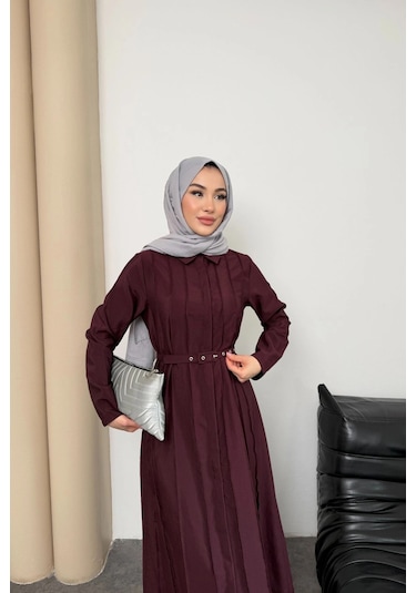 Mihran Butik Quenn Model Coupra Model Kumaş Kemer Detaylı Elbise Bordo