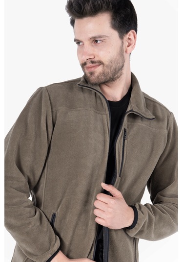 Polar Ceket Tam Fermuarlı 3 Cepli Haki