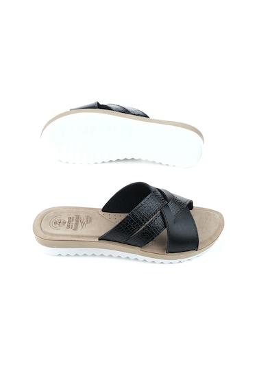 Gezer Yazlık Kadın Anatomical Yumuşak Taban Terlik Siyah