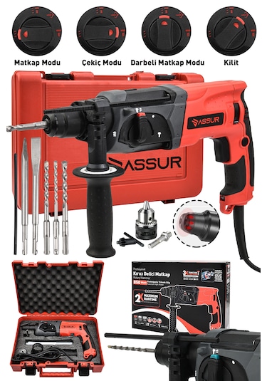 Assur ASR521 850 W Darbeli Kırıcı Delici Hilti Kırmızı