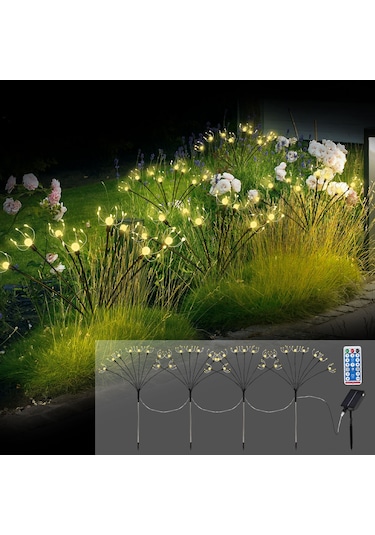 Yunboo Güneş Enerjili 8 Ayağlı Atkı Işığı - 2 Adet, Islak Beyaz Işık, 8-12 Saat Çalışma Süresi, Toplam Yükseklik 37cm, Abs Malzeme