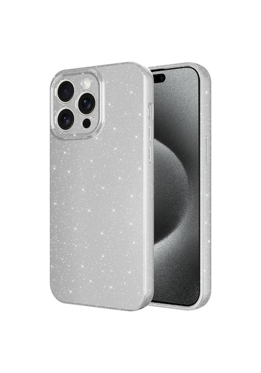 Apple Uyumlu iPhone 15 Pro Max Kılıf Kamera Korumalı Simli Lüks Koton Kapak