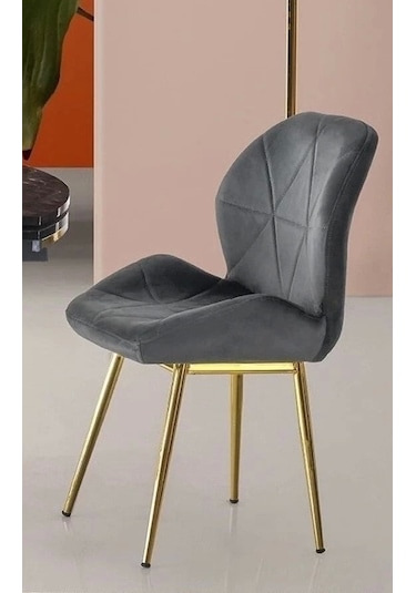 Vr Metal Gold Ayaklı Babyface Kumaş Salon Balkon Ve Mutfak Sandalyesi 6 Adet