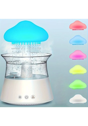 Motion003 Ahşap Tahıl Rengi Yağmur Bulutu Aromaterapi Esansiyel Yağı Zen Difüzörü Gece Lambası Masa Çeşmesi Uyku Rahatlatıcı