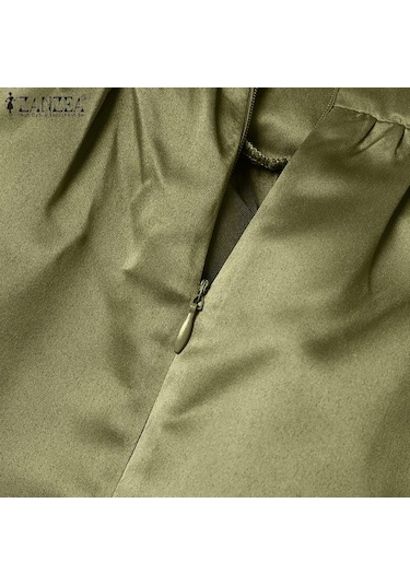 Zanzea Kadın Moda Yüksek Bel A-line Saten Etekler Düz Renk Parti Uzun Etekler Şarap Kırmızısı Kırmızı