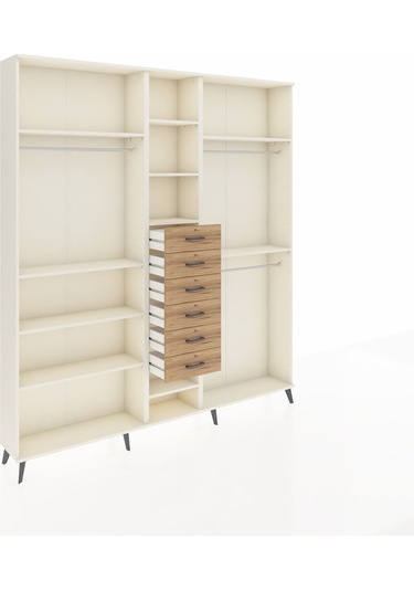 Arges Dolap 10 Raflı 6 Çekmeceli 3 Askılı 220x30x243 Aytaşı-aytaşı/çam Aytası/atlas Çam