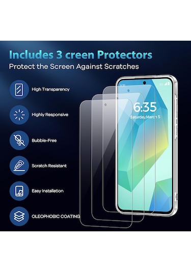 Samsung Galaxy Uyumlu A56 Kılıf Kamera Korumalı Şeffaf Silikon + Cam Set