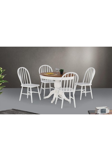 Montclair Baba Ayak Sabit Masa 110x110 Beyaz - Ceviz