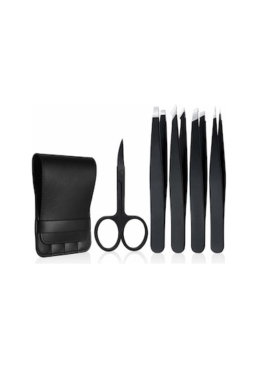 Valkyrie Deri Çantalı Paslanmaz Çelik Cımbız Seti Siyah 5'li