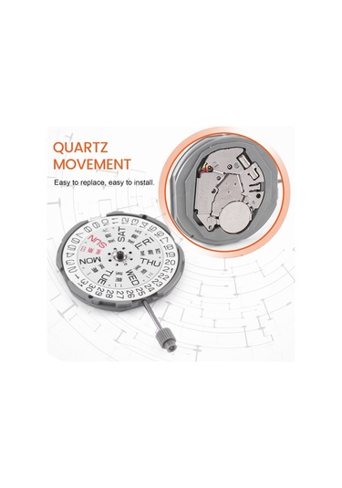 Xurunkeji Miyota Gm02 Gm00 Hareketi İçin 065-543 Gövdeli 3 İbreli Tarih 3 Metal Kuvars Saat Hareketi Yedek Parçaları Siyah