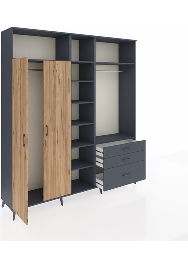 Hyperion Dolap 9 Raflı 3 Çekmeceli 2 Askılı 220x44x243 Antrasit-çam/antrasit Atlas Çam/antrasıt Hyperion Dolap 9 Raflı 3 Çekmeceli 2 Askılı 220x44x243 Antrasit-çam/antrasit Atlas Çam/antrasıt
