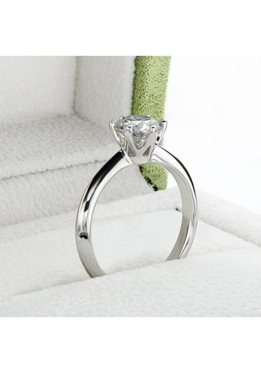 Yeşil Bague Ringen 1.0 Karat D Renk Mozanit Alyans Kadınlar Için En Kaliteli 18 K Beyaz Altın Renk 925 Ayar Gümüş Takı