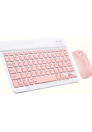 Schitec Kablosuz Klavye Ve Mouse Set Type-c Şarjlı Bluetooth 2.4g Bağlantlılı Pembe Diğer