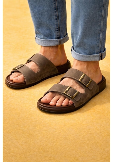 Trendyshose 07098 Jumbo Rahat Hafif Confor Erkek Terlik Kahve