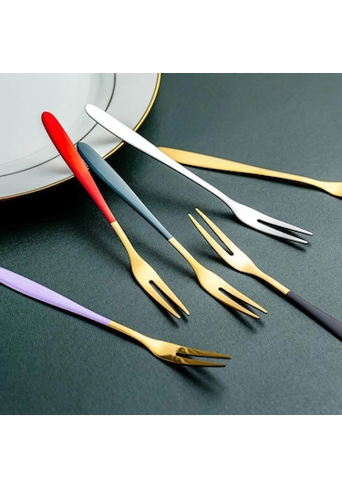 Gümüş 5 Adet Meyve Çatalı Lüks Paslanmaz Çelik Altın Kek Tatlı Çatal Güzel Mini Çatal Kek İçin Kullanılan Parti Salyangoz Çatal Restoran