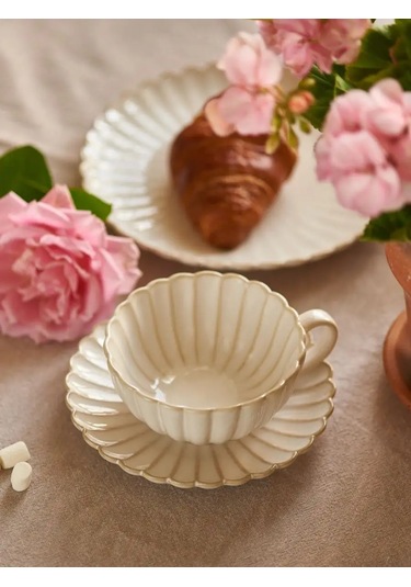 Roomi Seramik Çay Takımı 250 Ml, Fincan Ve Tabak Seti 168297816 Açık Kum Rengi