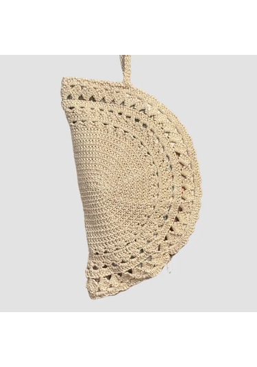 Uretti - Sefa 4419 - El Yapımı Makrome İp Clutch Çanta - Bej Bej