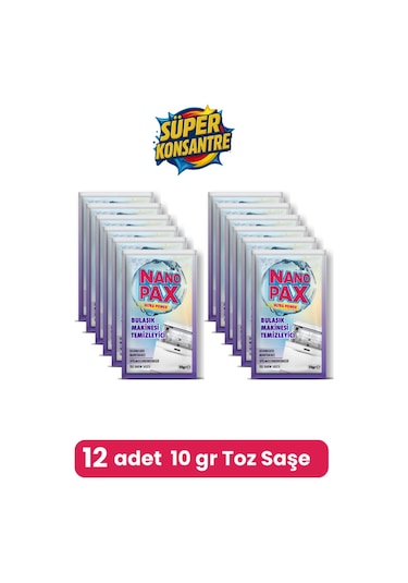 Bulaşık Makinesi Temizleyici Toz Bakım Saşesi 12 Adet X 10gr