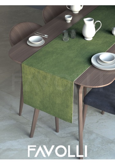 Zeytin Yaprağı Rengi Kadife Dokulu Runner Dream Series 40 X 140 Zeytin Yaprağı