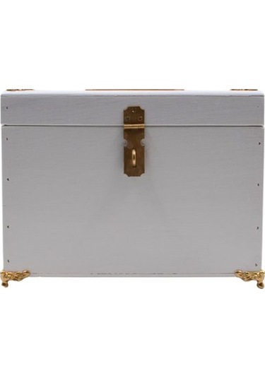 Altın Ayaklı Beyaz Tipbox 23x20x16cm Asma Kilit Hediyeli