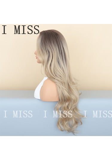 Brownblonde Degrade Büyük Dalgalı Doğal Sentetik Peruk