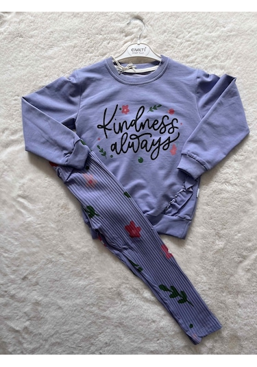 Kindess Always Altı Fitilli Mevsimlik Kız Takım Mor
