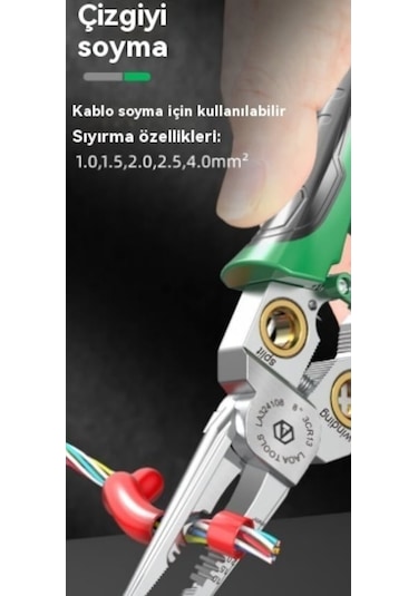 Fastbuy Çok Fonksiyonlu Paslanmaz Elektrikçi Pensesi La324108 - Elektriği Ölçer - Yeşil La324108