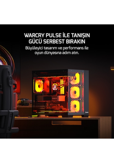 Gamepower Warcry Pulse 4x12 CM ARGB Fan Temperli Cam Atx Gaming Kasa