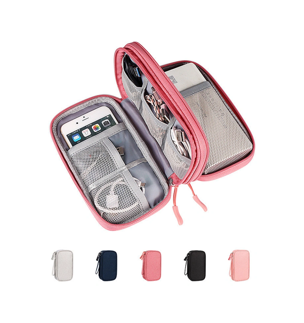 Seyahat Taşınabilir Depolama Veri Kablosu Düzenleyici Kulaklıklar Pembe Kablo Çantası