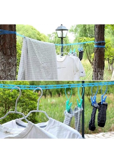 Ganzhoushop 2 Adet Rüzgar Geçirmez Çamaşır İpi Naylon Çamaşır İpi Taşınabilir Seyahat Çamaşır İpi Çok Renkli