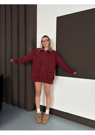 Astarlı Yaka Detaylı Artos Ceket Bordo St2651019 Bordo