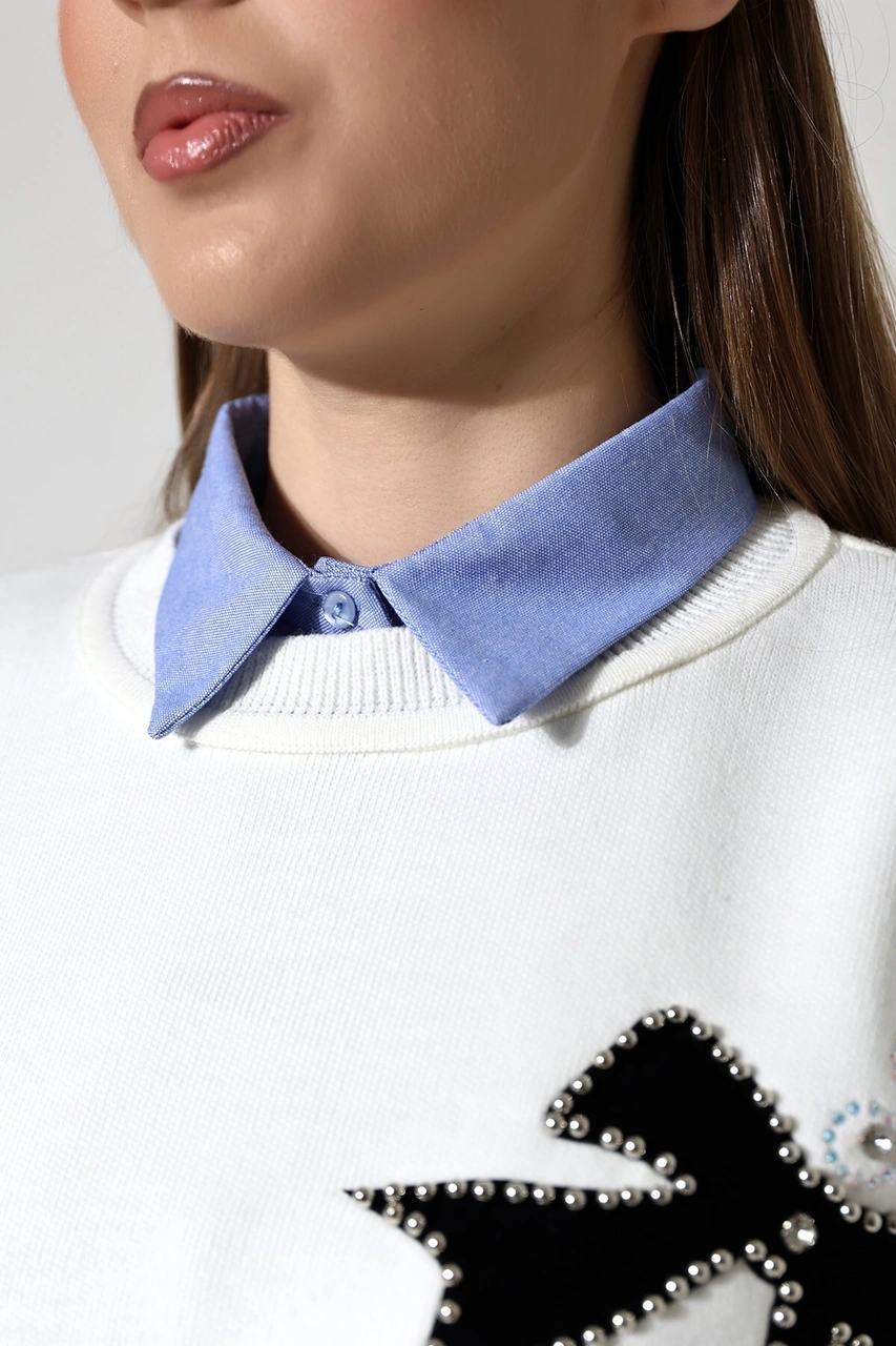 Schık Schık Pamuklu Yakalı Çıkarılabilir Yarım Gömlek İndigo Sckwm24gml01 Indigo