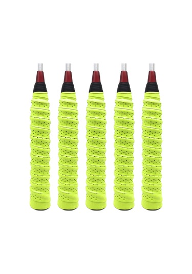 Vkemall 5 Adet Sarı Pu+eva Raket El Tutan Bandı - Ter Emici, Anti Kayma, Ergonomik